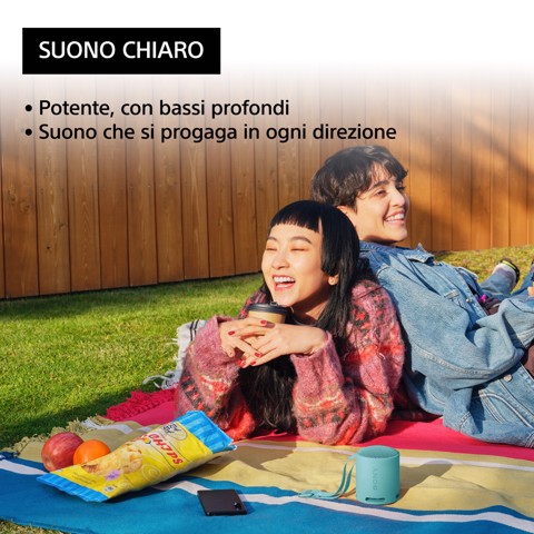 Sony SRS-XB100 - Speaker Wireless Bluetooth, portatile, leggero, compatto, da esterno, da viaggio, resistente IP67 impermeabile e antipolvere, batteria da 16 ore, cinturino versatile, chiamate in vivavoce - Blu