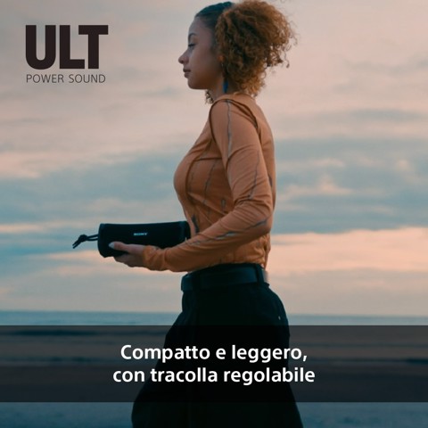 Sony ULT FIELD 1 Speaker portatile wireless Bluetooth con ULT POWER SOUND, bassi potenti, IP67, impermeabile, antipolvere, antiurto, batteria da 12 ore, qualità chiamata chiara, anche da esterno, viaggio