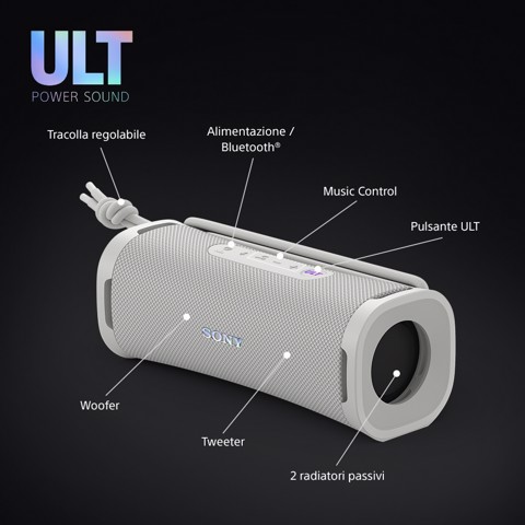 Sony ULT FIELD 1 - Speaker portatile wireless Bluetooth con ULT POWER SOUND, bassi potenti, IP67, impermeabile, antipolvere, antiurto, batteria da 12 ore, qualità chiamata chiara, anche da esterno, viaggio