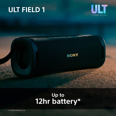 Sony ULT FIELD 1 Speaker portatile wireless Bluetooth con ULT POWER SOUND, bassi potenti, IP67, impermeabile, antipolvere, antiurto, batteria da 12 ore, qualità chiamata chiara, anche da esterno, viaggio