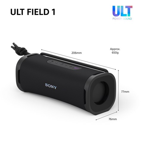Sony ULT FIELD 1 Speaker portatile wireless Bluetooth con ULT POWER SOUND, bassi potenti, IP67, impermeabile, antipolvere, antiurto, batteria da 12 ore, qualità chiamata chiara, anche da esterno, viaggio