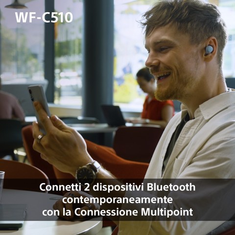 Sony WF-C510 | Cuffie True Wireless - Suono di alta qualità, Equalizzatore personalizzabile, Design Confortevole, Batteria da 22 ore, Ricarica Rapida, Connessione Multipoint Bluetooth, Ambient Sound Mode, Spotify Tap, Classificazione IPX4 - Bianco