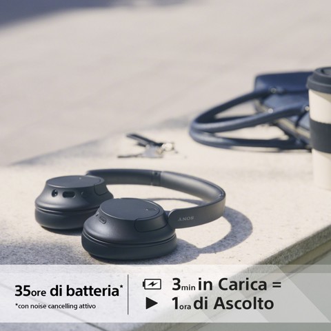 Sony WH-CH720N Cuffie Bluetooth wireless con cancellazione del rumore - Durata della batteria fino a 35 ore e ricarica rapida - Nero