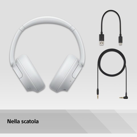 Sony WH-CH720N Cuffie Bluetooth wireless con cancellazione del rumore - Durata della batteria fino a 35 ore e ricarica rapida - Bianco