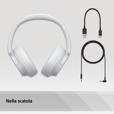 Sony WH-CH720N Cuffie Bluetooth wireless con cancellazione del rumore - Durata della batteria fino a 35 ore e ricarica rapida - Bianco
