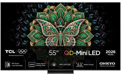 TCL C6K Pro TV 55C6K PRO 55” QD-Mini LED TV, 4K HDR 1000 nits, 180 dimming zones, Google TV, Dolby Vision & Atmos, 2.1 Onkyo, 144Hz, AirPlay 2