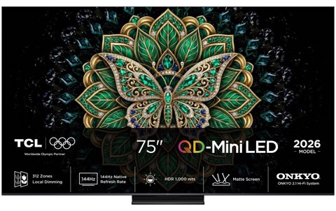 TCL C6K Pro TV 75C6K PRO 75” QD-Mini LED TV, 4K HDR 1000 nits, 312 zone di dimming, Google TV, Dolby Vision & Atmos, 2.1 Onkyo, 144Hz, AirPlay 2