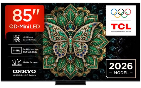 TCL C6K Pro TV 85C6K PRO 85” QD-Mini LED TV, 4K HDR 1000 nits, 420 zone di dimming, Pannello HVA Matte, Google TV, Dolby Vision & Atmos, 2.1 Onkyo, 144Hz, AirPlay 2