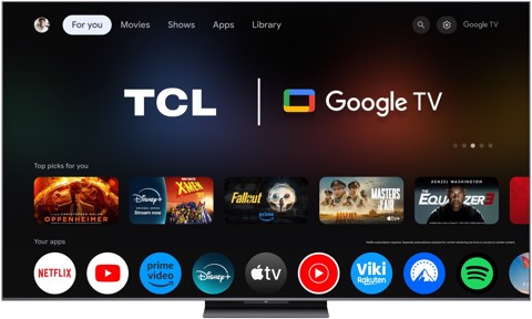 TCL C8L TV 65C8L SQD Mini LED da 65", 4K HDR, 5000 nit, 2.040 zone di dimming, Google TV, 144Hz, Dolby Vision & Atmos, Audio Bang & Olufsen