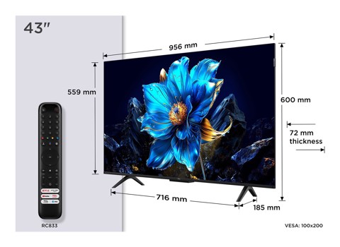 TCL P79K Serie Smart TV QLED 4K 43" 43P79K, Dolby Vision - Atmos, HDR10+, Google TV