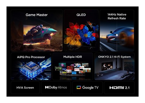 TCL P89K Serie Smart TV QLED 4K 85" 85P89K, 144Hz, audio Onkyo 2.1, Dolby Vision & Atmos, Google TV