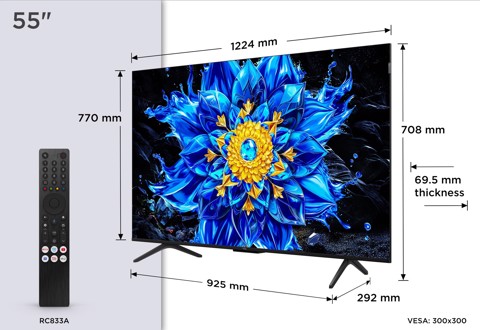 TCL P8L TV 55P8L – QD-Mini LED 55", 4K HDR, Google TV, 144Hz VRR, Dolby Vision & Dolby Atmos