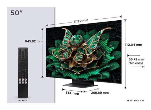 TCL Serie Smart TV QD-MiniLED 4K 50" 50C7K, 144Hz, Dolby Vision IQ & Atmos, Google TV