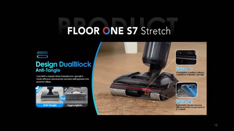 Tineco Floor ONE S7 Stretch Lavapavimenti, Design reclinabile a 180°, aspirazione 21000 Pa, zero grovigli, 50 minuti di autonomia, auto-pulizia FlashDry a 85°C