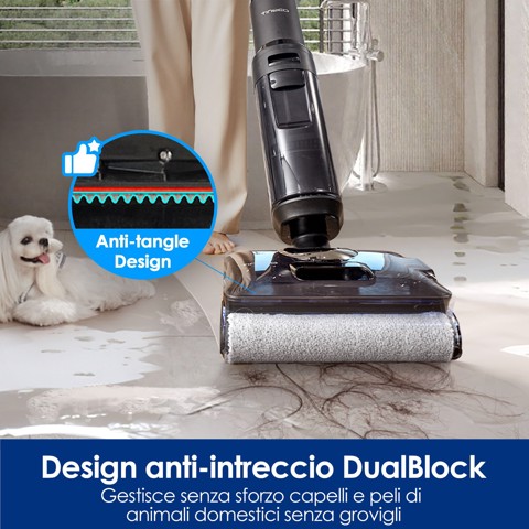 Tineco FLOOR ONE S7 Stretch Steam Lavapavimenti a Vapore, 140℃ HyperSteam, Design reclinabile a 180° , Design Anti-groviglio, Auto-pulizia FlashDry, Fino a 80 min di autonomia