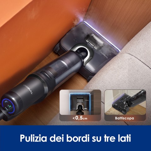 Tineco FLOOR ONE S7 Stretch Steam Lavapavimenti a Vapore, 140℃ HyperSteam, Design reclinabile a 180° , Design Anti-groviglio, Auto-pulizia FlashDry, Fino a 80 min di autonomia