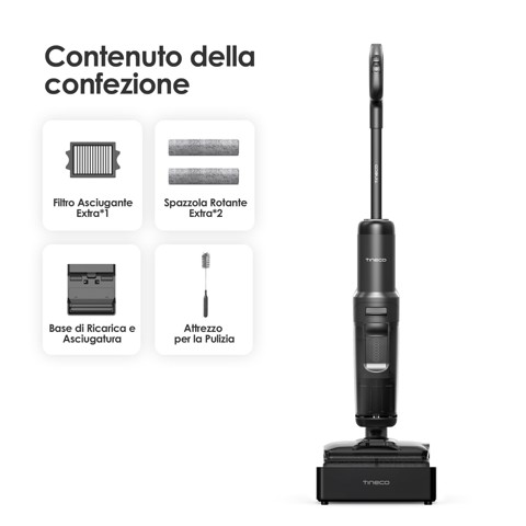 Tineco FLOOR ONE S7 Stretch Steam Lavapavimenti a Vapore, 140℃ HyperSteam, Design reclinabile a 180° , Design Anti-groviglio, Auto-pulizia FlashDry, Fino a 80 min di autonomia