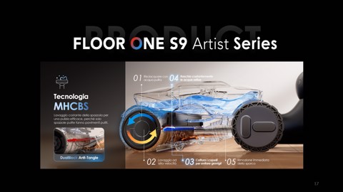 Tineco Floor One S9 Artist Premium Lavapavimenti, Aspirazione di 22 kPa, 360° SmoothDrive, Anti-Tangle, Auto-Pulizia Flashdry a 85°C, 50 Minuti di Autonomia, 180° Lay-Flat
