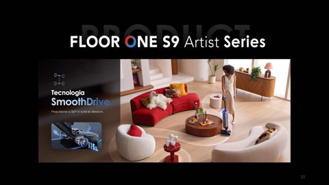 Tineco Floor One S9 Artist Premium Lavapavimenti, Aspirazione di 22 kPa, 360° SmoothDrive, Anti-Tangle, Auto-Pulizia Flashdry a 85°C, 50 Minuti di Autonomia, 180° Lay-Flat