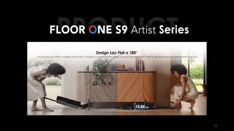 Tineco Floor One S9 Artist Premium Lavapavimenti, Aspirazione di 22 kPa, 360° SmoothDrive, Anti-Tangle, Auto-Pulizia Flashdry a 85°C, 50 Minuti di Autonomia, 180° Lay-Flat