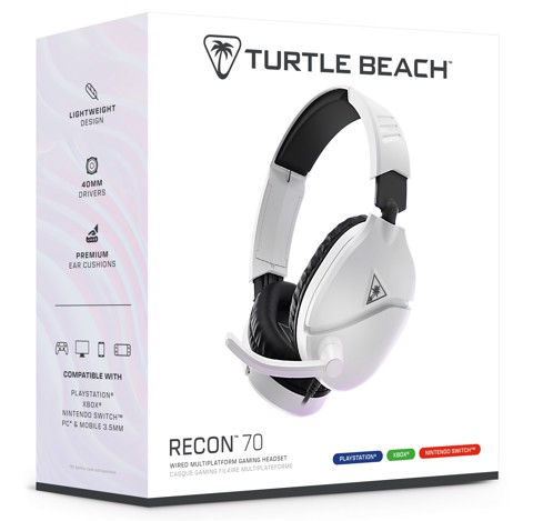 Turtle Beach Recon 70 Bianco PlayStation Cuffie da Gioco Multipiattaforma for PS5, PS4, Xbox Series X o S, Xbox One, PC e Mobile