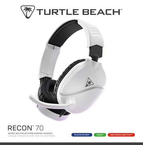 Turtle Beach Recon 70 Bianco PlayStation Cuffie da Gioco Multipiattaforma for PS5, PS4, Xbox Series X o S, Xbox One, PC e Mobile