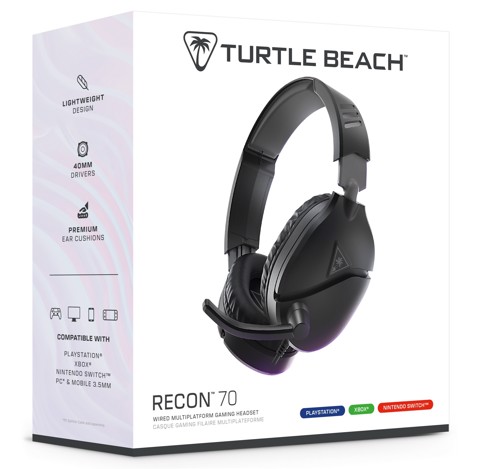 Turtle Beach Recon 70 Nero PlayStation Cuffie da Gioco Multipiattaforma for PS5, PS4, Xbox Series X o S, Xbox One, PC e Mobile