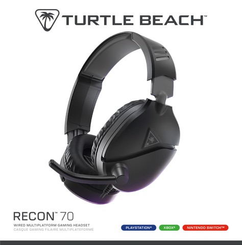 Turtle Beach Recon 70 Nero PlayStation Cuffie da Gioco Multipiattaforma for PS5, PS4, Xbox Series X o S, Xbox One, PC e Mobile