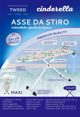 TWEED Asse Da Stiro Richiudibile - Maxi Formato
