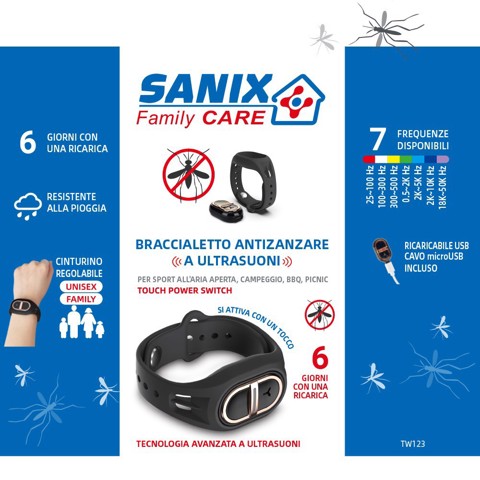 SANIX Braccialetto Antizanzare a Ultrasuoni