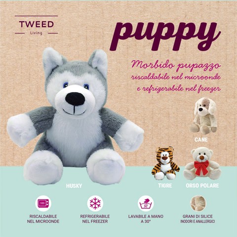 TWEED PUPPY Morbido pupazzo riscaldabile nel microonde e refrigerabile nel freezer