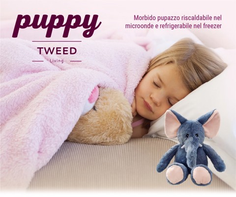 TWEED PUPPY Morbido pupazzo riscaldabile nel microonde e refrigerabile nel freezer