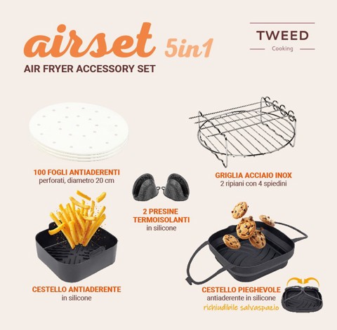 TWEED Set accessori per friggitrice ad aria