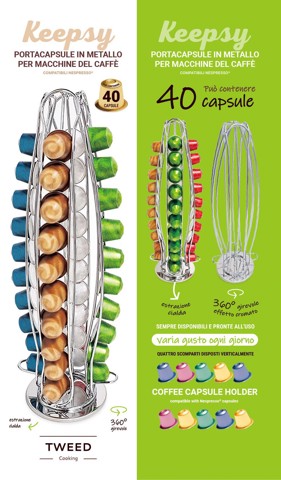 TWEED TW133 contenitore per capsule di caffè 40 capsule Argento
