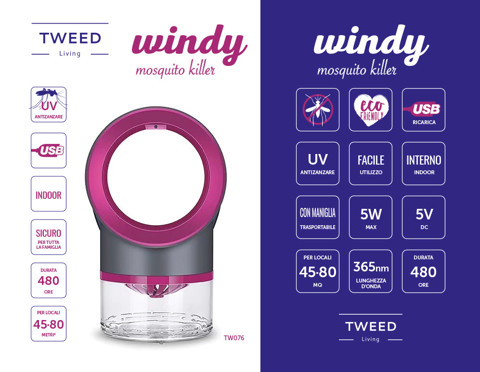 TWEED Windy Automatico Insetticida Adatto per uso interno Grigio, Rosa