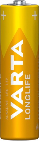 Varta Longlife, Batteria Alcalina, AA, Mignon LR6, 1.5V, Blister da 4, Made in Germany