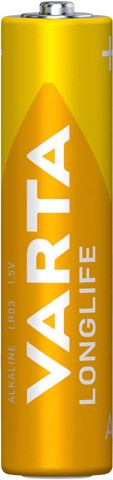 Varta Longlife, Batteria Alcalina, AAA, Micro, LR03, 1.5V, Blister da 4, Made in Germany