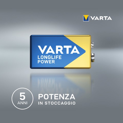 Varta Longlife Power, Batteria Alcalina, 9V, E-Block, 6LP3146