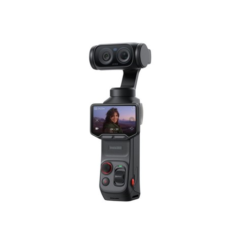 Videocamera 8K con gimbal, doppio obiettivo Leica, zoom fino a 12x, touchscreen OLED rimovibile da 2" e stabilizzazione a 3 assi.