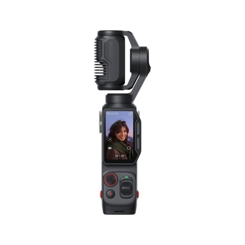 Videocamera 8K con gimbal, doppio obiettivo Leica, zoom fino a 12x, touchscreen OLED rimovibile da 2" e stabilizzazione a 3 assi.