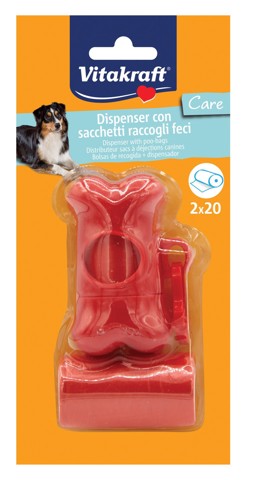 Vitakraft 20266 Dispenser di sacchetti a forma di osso 40pz