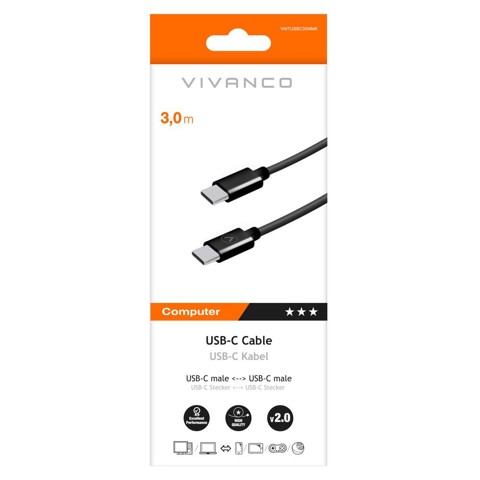 Vivanco VNITUSBC30MMK cavo USB USB 2.0 3 m USB C Nero