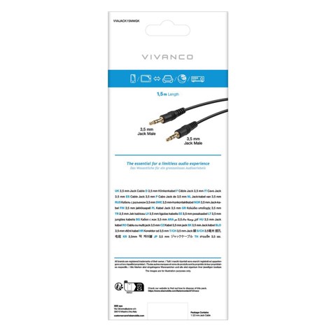 Vivanco VVAJACK15MMGK cavo audio 1,5 m 3.5mm Nero