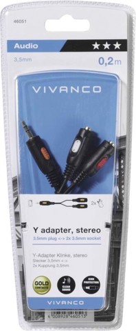 Vivanco VVAJACK35M2JACKF02 cavo audio 0,2 m 3.5mm 2 x 3.5mm Nero