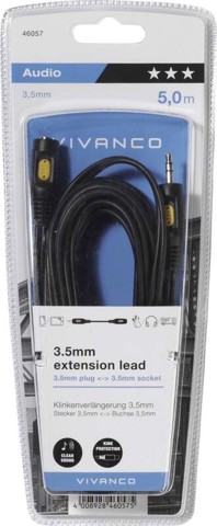 Vivanco VVAJACK50MFK cavo audio 5 m 3.5mm Nero