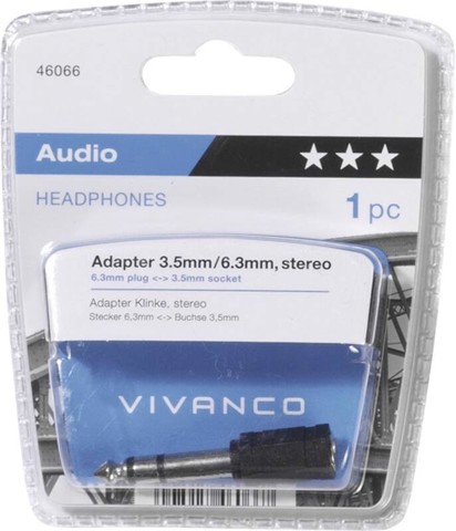 Vivanco VVAJACKAD35F63M adattatore per inversione del genere dei cavi 6.3 mm 3.5 mm Nero