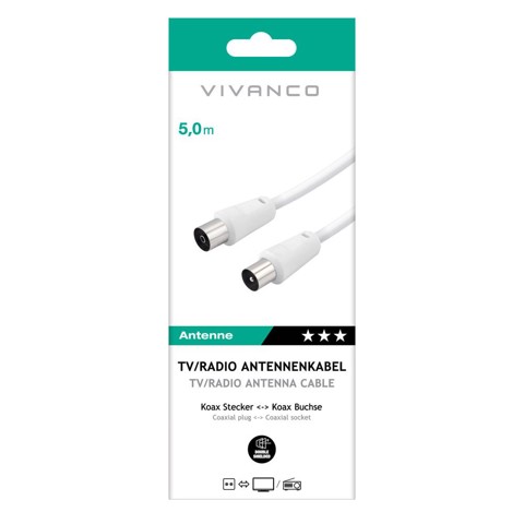 Vivanco VVAN50MFW cavo coassiale 5 m Tipo F Bianco