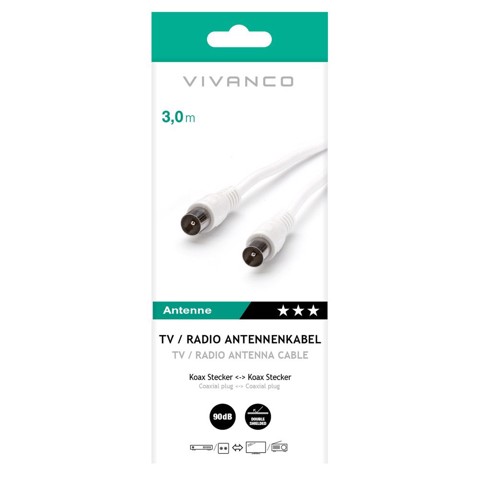 Vivanco VVAN90DB30MMW cavo coassiale 3 m Tipo F Bianco