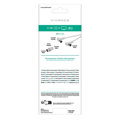 Vivanco VVANCABMF50090W cavo coassiale 5 m Tipo F