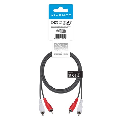 Vivanco VVAX2RCA12MMK cavo audio 1,2 m 2 x RCA Nero